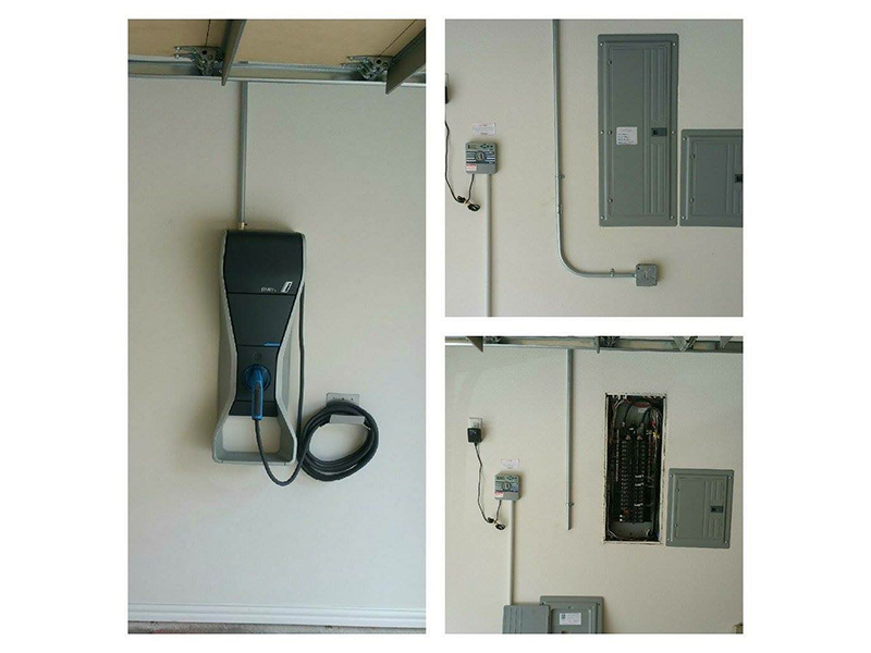 ev charging station installed at garage interiors houston tx